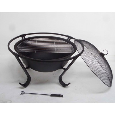 75cm Outdoor Fire Pit Garden BBQ Fireplace Heater Brazier with Rain Cover 